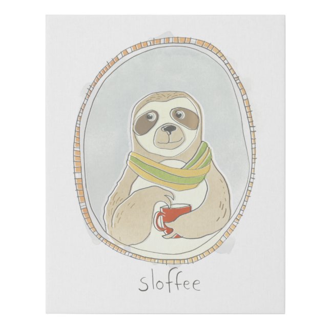 Caffeinated Cutie | Sloffee Faux Canvas Print (Front)