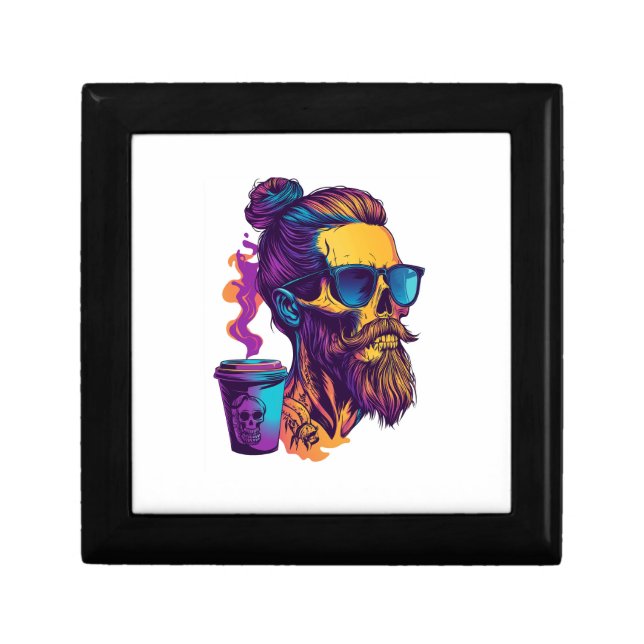 Caffeinated Skull � Funny Barista Skeleton Gift Box (Front)