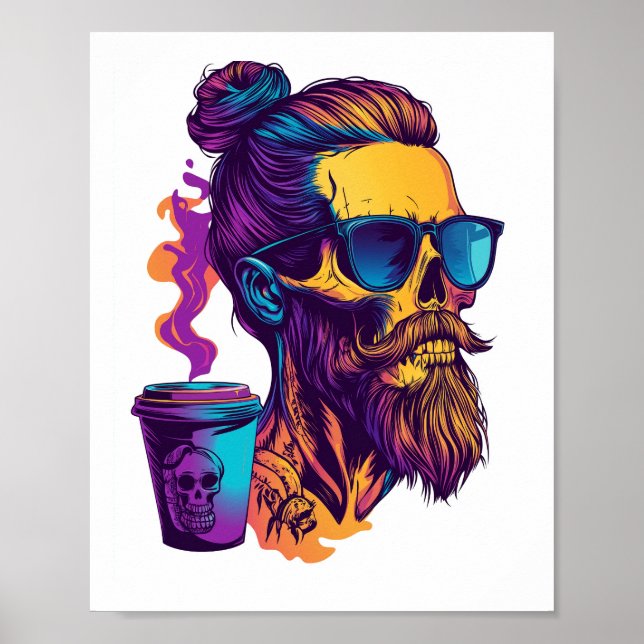 Caffeinated Skull � Funny Barista Skeleton Poster (Front)