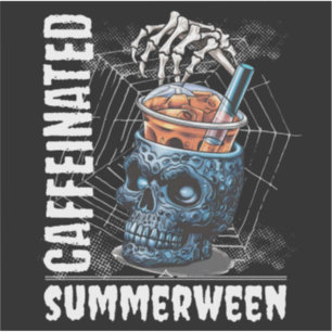 Caffeinated Skull Iced Coffee Summerween Goth Sticker