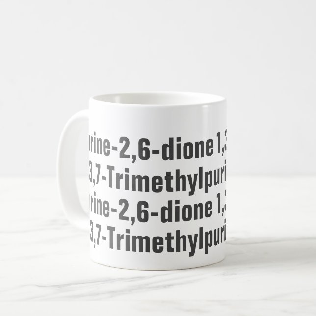 Caffeine 1,3,7-trimethylpurine-2,6-dione Mug (Front Left)