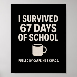 Caffeine And Chaos Funny Teacher Student 6-7 Meme Poster