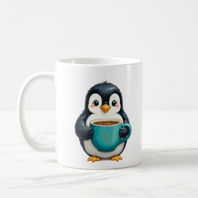 Caffeine and Chill with the Penguin Coffee Mug (Left)