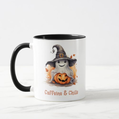 Caffeine and Chills Ghost Halloween Mug