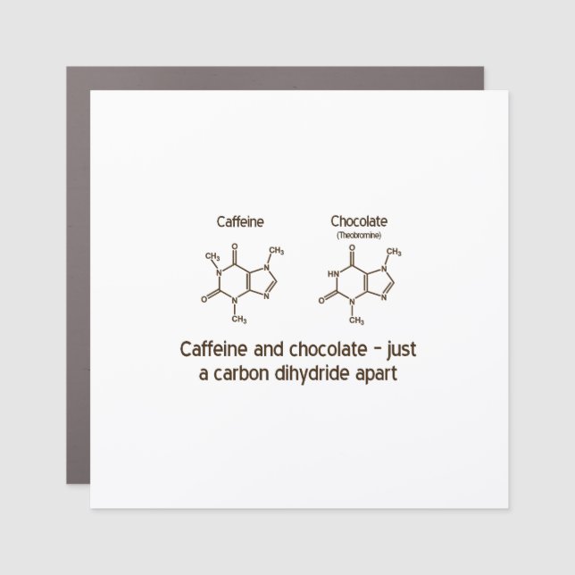 Caffeine and chocolate shirt design car magnet (Front)