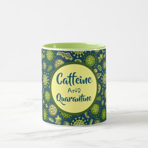 Caffeine and Quarantine Cartoon Virus Mug