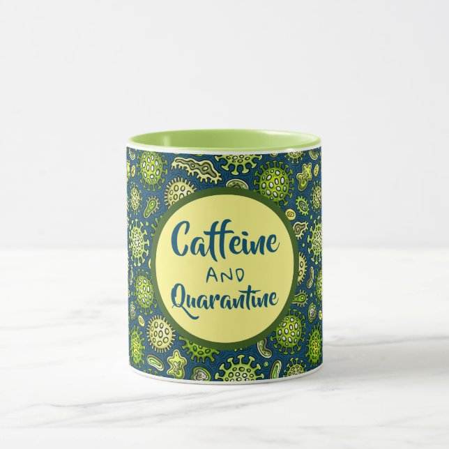 Caffeine and Quarantine Cartoon Virus Mug (Center)