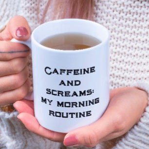 Caffeine And Screams White Halloween Coffee Mug