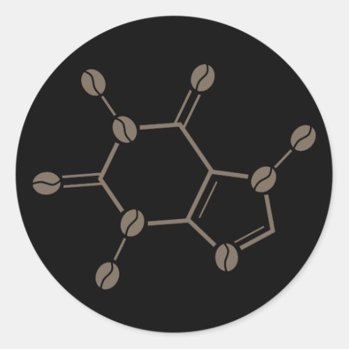 caffeine beans molecule classic round sticker