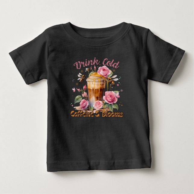 Caffeine & Blooms: Iced Coffee Delight Baby T-Shirt (Front)
