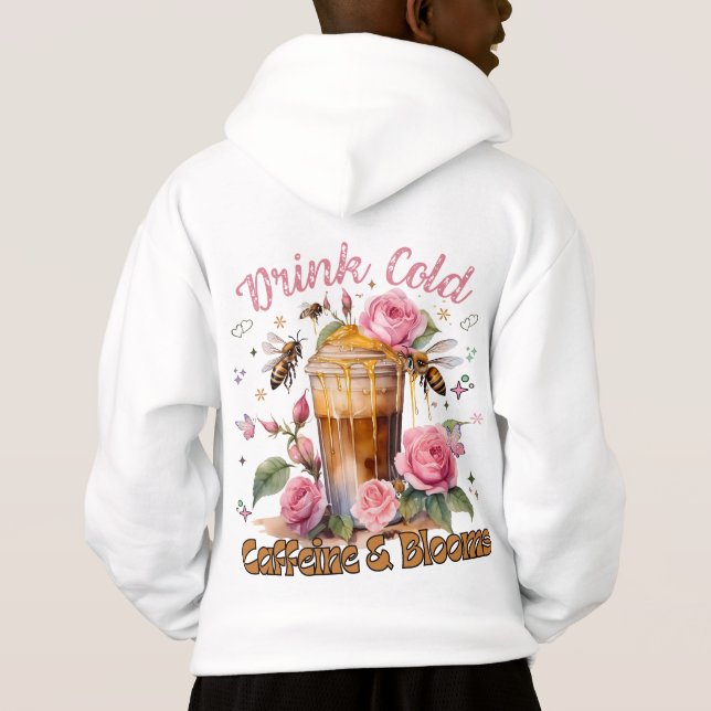 Caffeine & Blooms: Iced Coffee Delight Hoodie (Back)