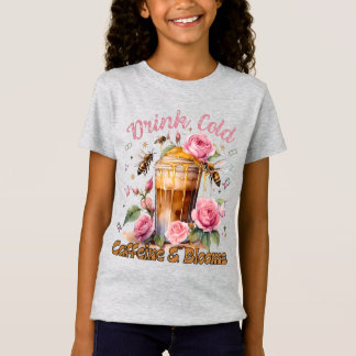Caffeine & Blooms: Iced Coffee Delight T-Shirt