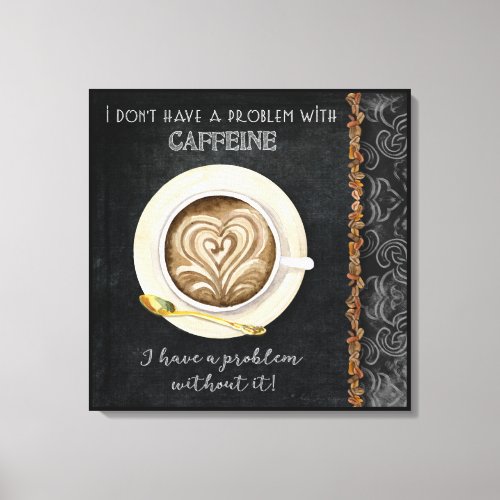 Caffeine Cappuccino Heart Art Coffee Shop Art Canvas Print