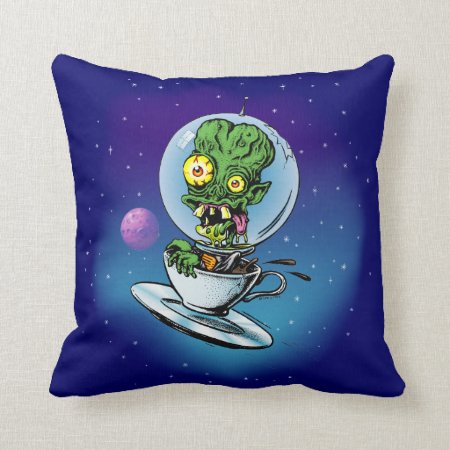 Caffeine Case From Outer Space Throw Pillow