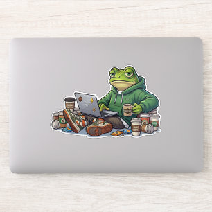 Caffeine Chaos Exhausted Frog Meme Sticker