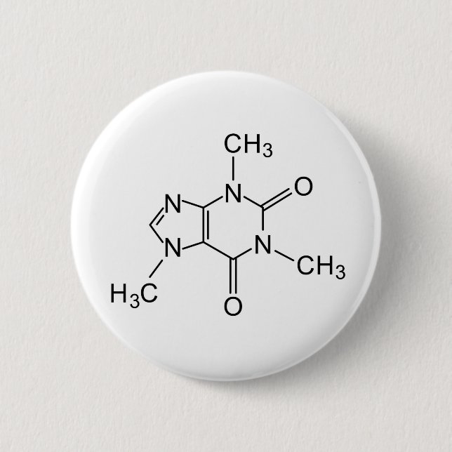 caffeine chemical formula coffee chemistry element pinback button (Front)