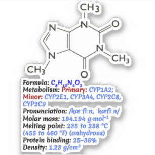 Caffeine Chemical Formula - Molecular Structure Sticker