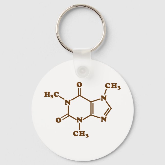 Caffeine Coffee Molecular Chemical Formula Keychain (Front)