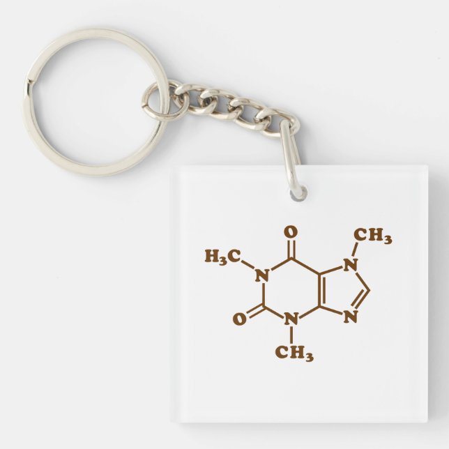 Caffeine Coffee Molecular Chemical Formula Keychain (Front)