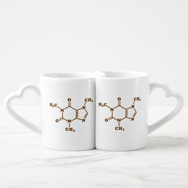 Caffeine Coffee Molecular Chemical Formula Mug Set (Front Nesting)