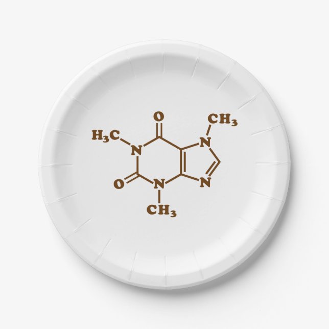 Caffeine Coffee Molecular Chemical Formula Paper Plates (Front)