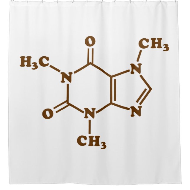Caffeine Coffee Molecular Chemical Formula Shower Curtain (Front)