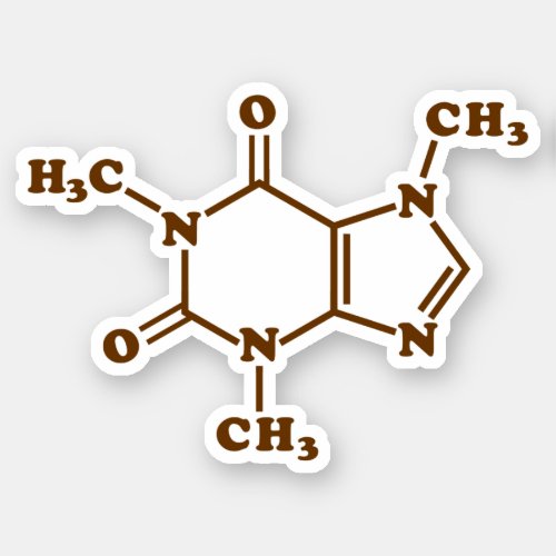 Caffeine Coffee Molecular Chemical Formula Sticker
