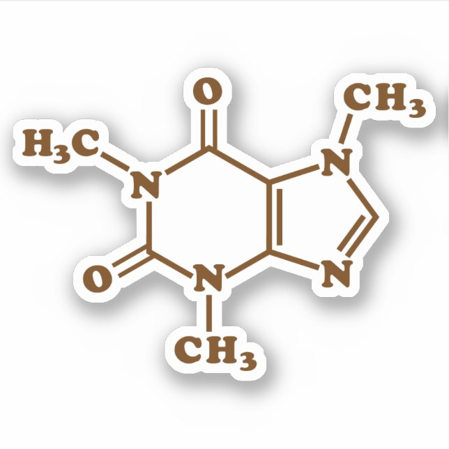 Caffeine Coffee Molecular Chemical Formula Sticker (Front)