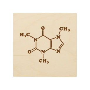 Caffeine Coffee Molecular Chemical Formula Wood Wall Art