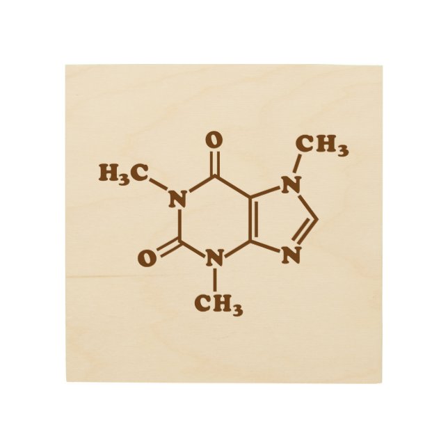 Caffeine Coffee Molecular Chemical Formula Wood Wall Art (Front)