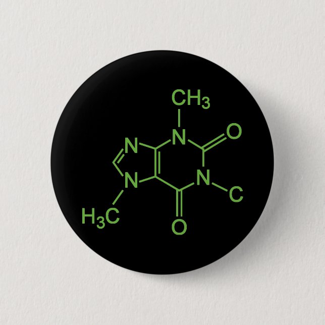 Caffeine Coffee Molecule Chemical Diagram Pinback Button (Front)