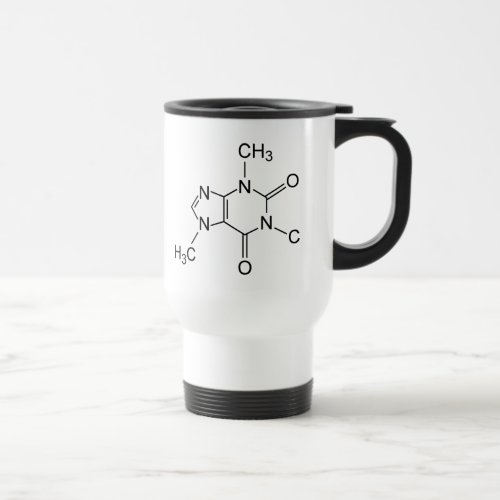 Caffeine Coffee Molecule Chemical Diagram Travel Mug