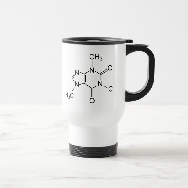 Caffeine Coffee Molecule Chemical Diagram Travel Mug (Right)