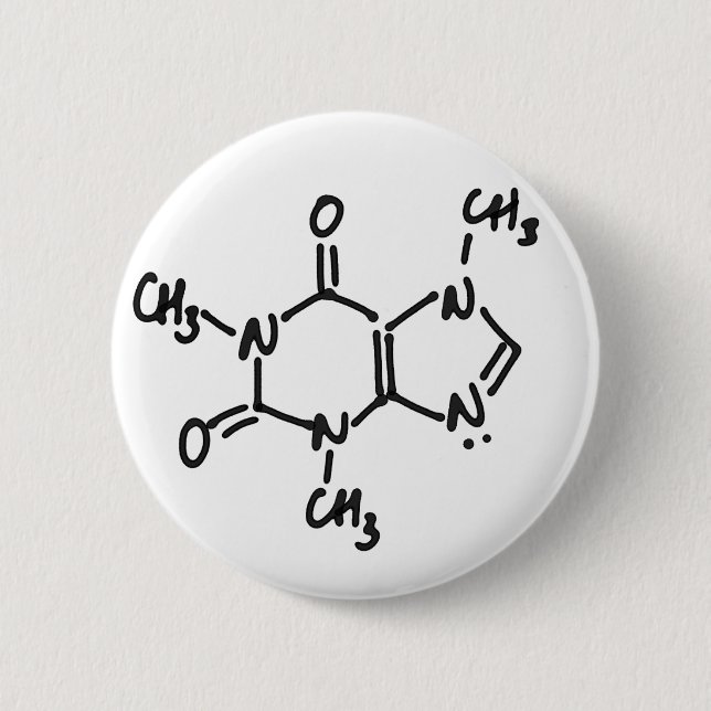 Caffeine (Coffee / Tea Alkaloid) Button, Any Color Pinback Button (Front)