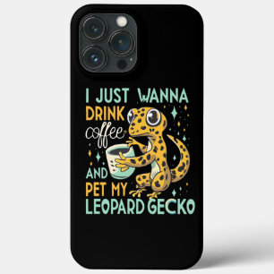 Caffeine Companionship: Leopard Gecko Coffee Bliss iPhone 13 Pro Max Case