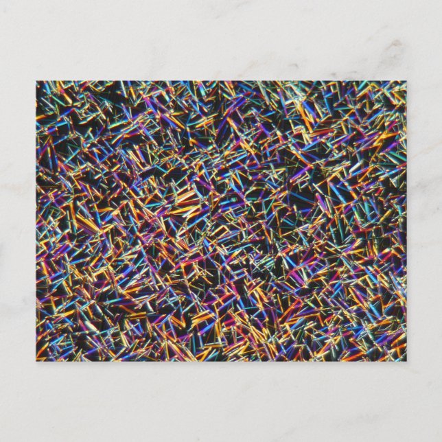 Caffeine crystals under a microscope postcard (Front)