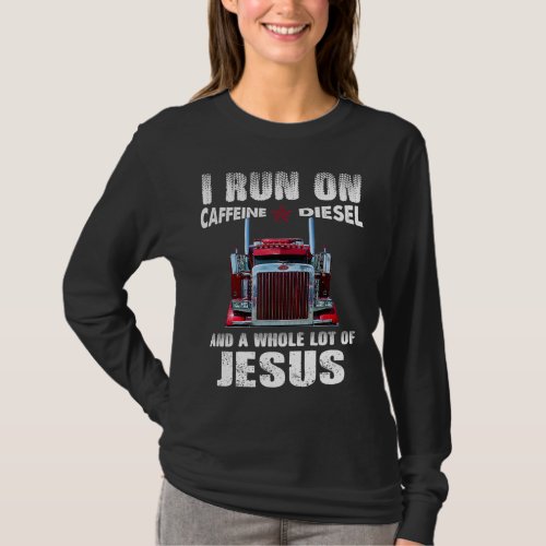 Caffeine Diesel Jesus Christian Trucker Distressed T_Shirt