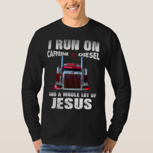 Caffeine Diesel Jesus Christian Trucker Distressed T-Shirt