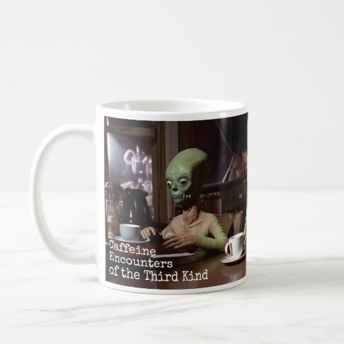 Caffeine Encounters of the Third Kind Retro Aliens Coffee Mug