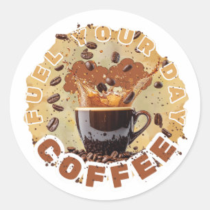 Caffeine First Classic Round Sticker