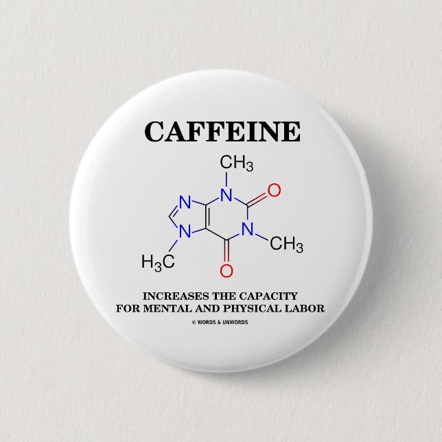 Caffeine Increases Capacity Mental Physical Labor Button (Front)