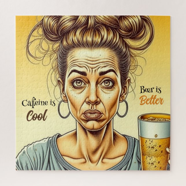 Caffeine is Good, Beer is Better Jigsaw Puzzle (Vertical)