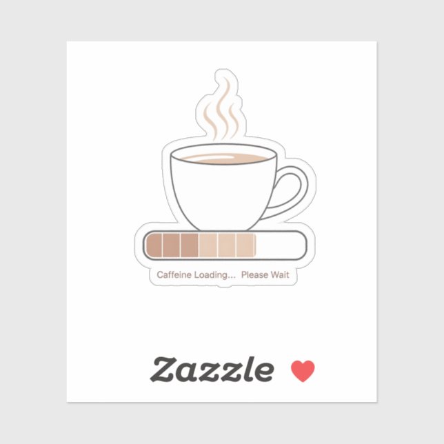 Caffeine Loading -Minimalist Funny Coffee Line Art Sticker (Sheet)