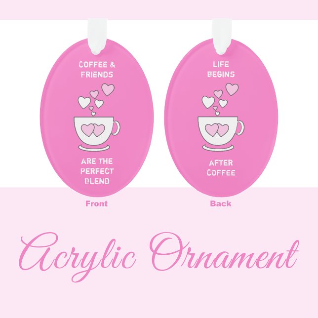 Caffeine love hearts for coffee lover pink ornament (Creator Uploaded)