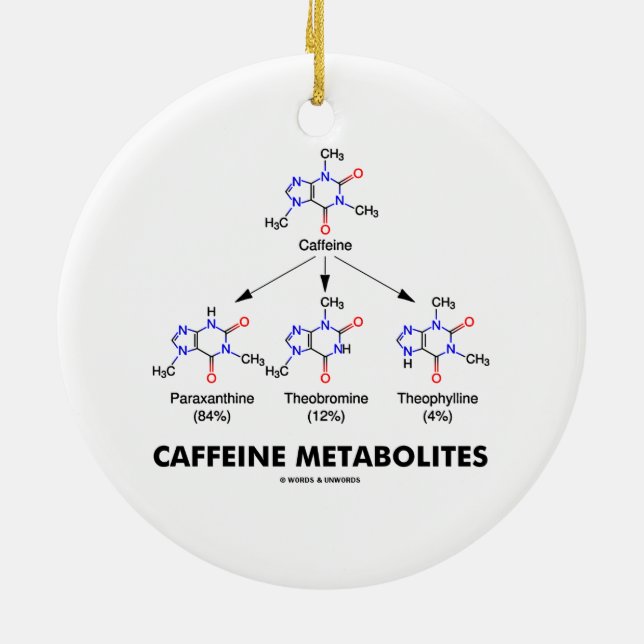 Caffeine Metabolites (Caffeine Molecule Chemistry) Ceramic Ornament (Back)