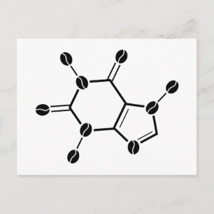 caffeine molecular beans postcard