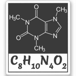 Caffeine Molecular Formula - Black Coffee Sticker