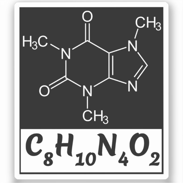 Caffeine Molecular Formula - Black Coffee  Sticker (Front)
