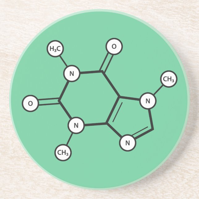 caffeine molecular structure sandstone coaster (Front)