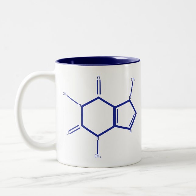 Caffeine Molecule - Blue Two-Tone Coffee Mug (Left)